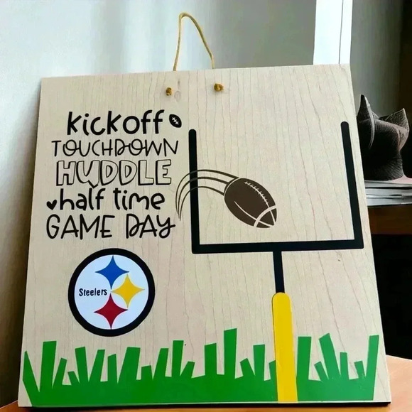 Pittsburgh Steelers handmade 12x12 Wall Sign. Choose with or without bow. #NFL - Picture 1 of 6